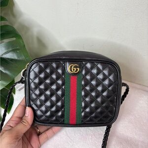 Gucci Black Trapuntata web camera bag Mini